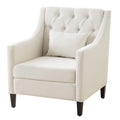 Upholstered Tufted Accent Armchair with Lumbar Pillow – Beige