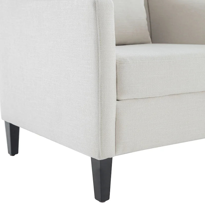 Upholstered Tufted Accent Armchair with Lumbar Pillow – Beige