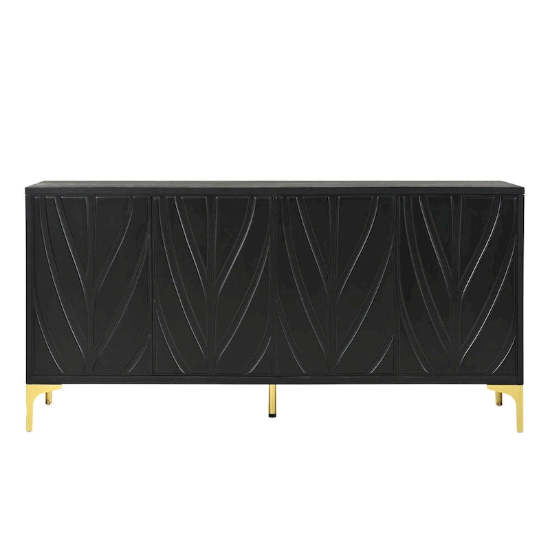 60" 4-Door Sideboard with Press-to-Open Doors, Wood Veneer & High-Gloss Finish