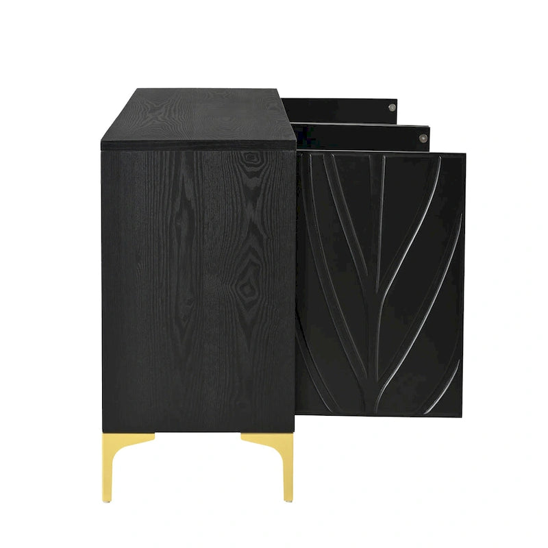 60" 4-Door Sideboard with Press-to-Open Doors, Wood Veneer & High-Gloss Finish