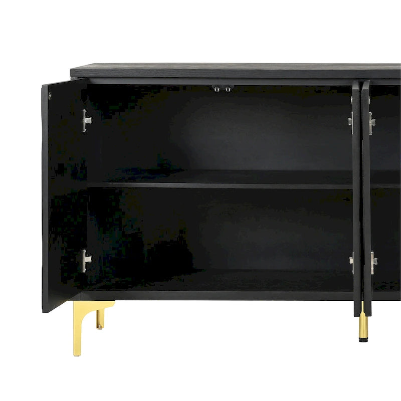 60" 4-Door Sideboard with Press-to-Open Doors, Wood Veneer & High-Gloss Finish