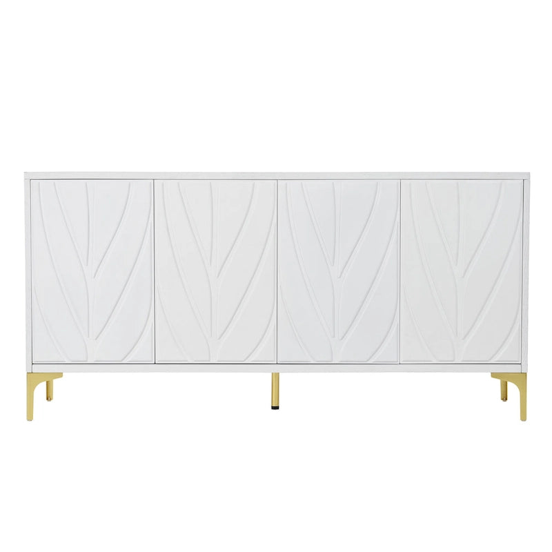 60" 4-Door Sideboard with Press-to-Open Doors, Wood Veneer & High-Gloss Finish
