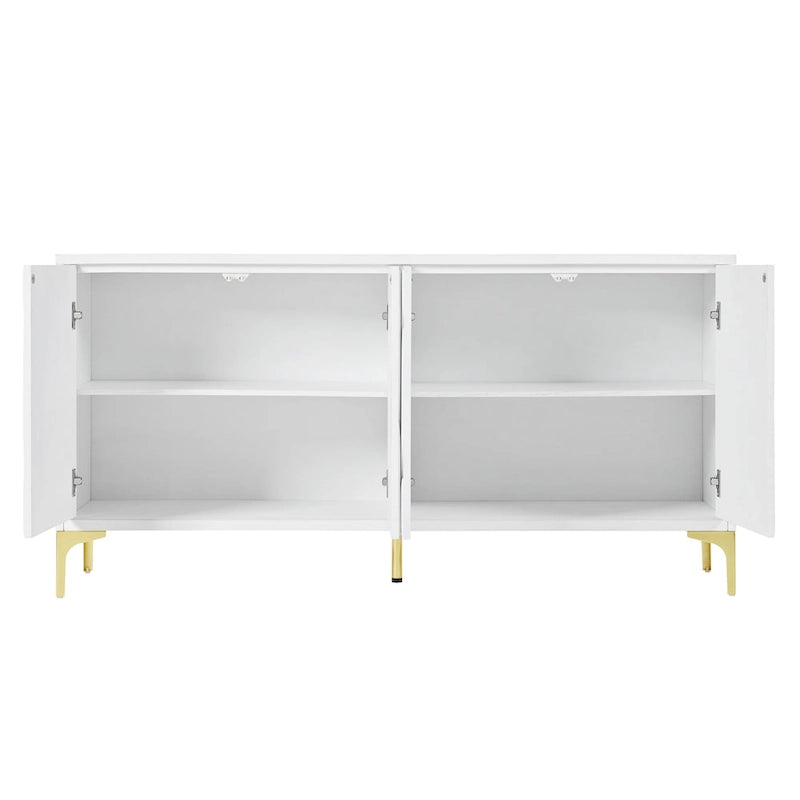 60" 4-Door Sideboard with Press-to-Open Doors, Wood Veneer & High-Gloss Finish