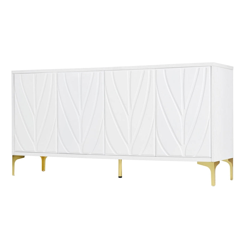 60" 4-Door Sideboard with Press-to-Open Doors, Wood Veneer & High-Gloss Finish