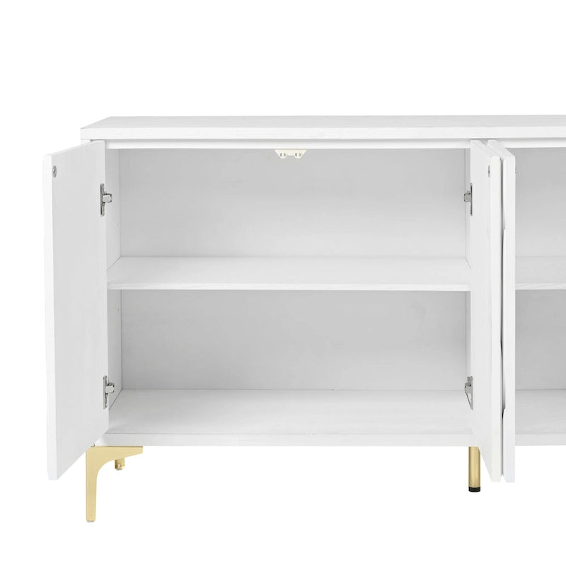 60" 4-Door Sideboard with Press-to-Open Doors, Wood Veneer & High-Gloss Finish