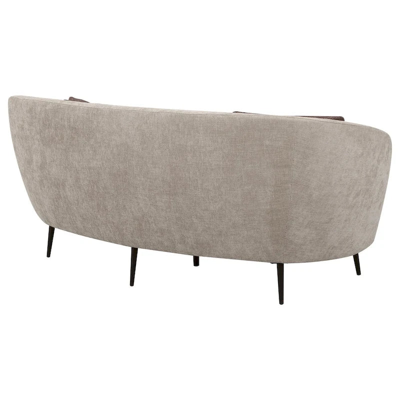 Gebogenes Zweisitzersofa, 84", mit Rillenoptik und konischen schwarzen Beinen – Beige