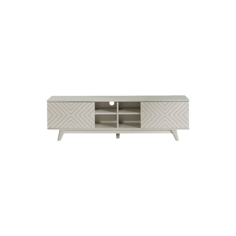Mobile TV moderno di metà secolo con vano a 2 ante e 4 ripiani a cubo aperti