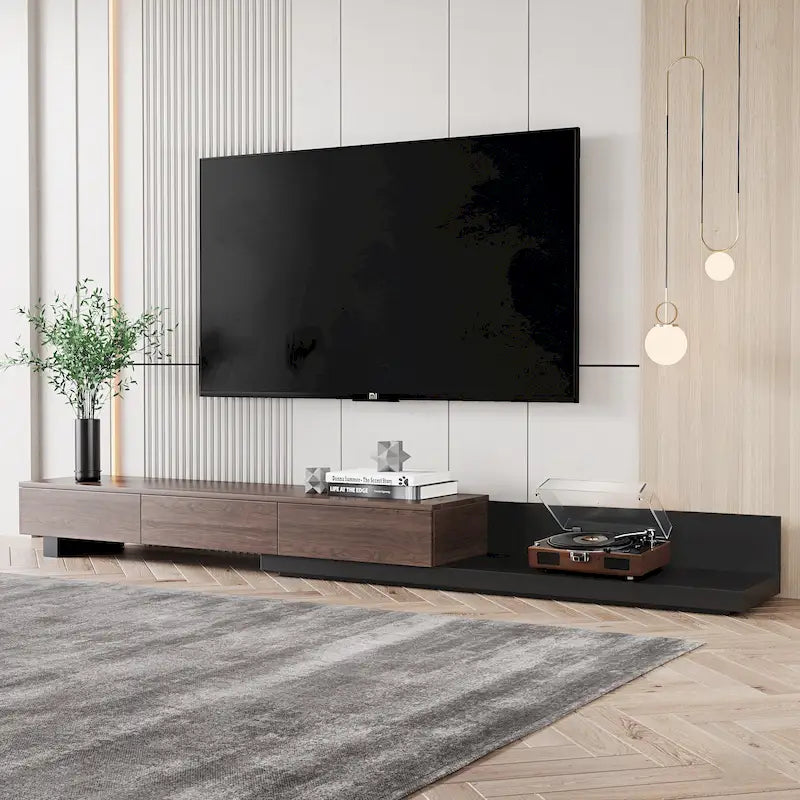 Extendable Media Console with 3 Drawers – 70" to 110"