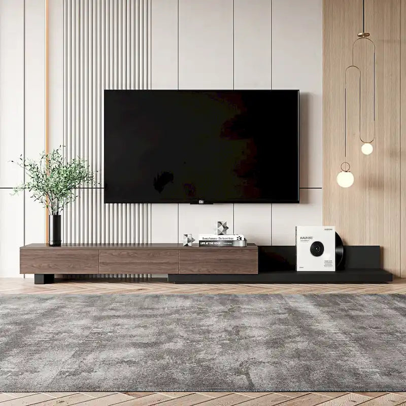 Extendable Media Console with 3 Drawers – 70" to 110"