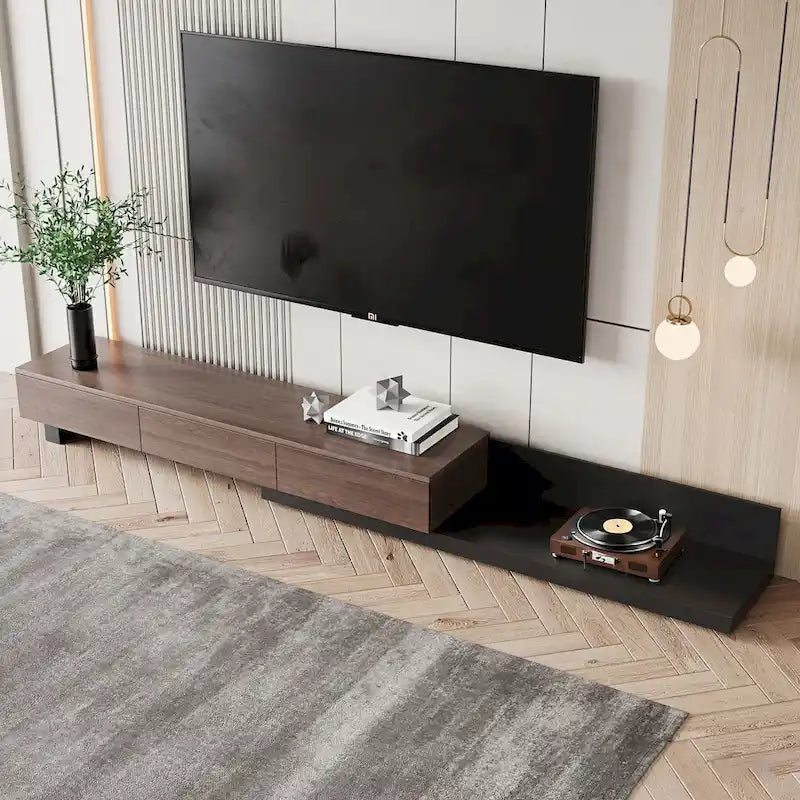 Extendable Media Console with 3 Drawers – 70" to 110"