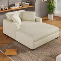 Extra grote chaise longue met poten van massief hout - beige