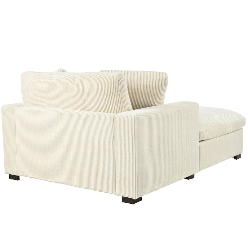 Extra grote chaise longue met poten van massief hout - beige