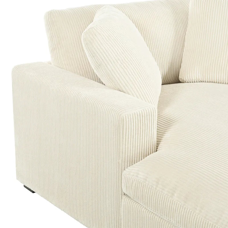 Extra grote chaise longue met poten van massief hout - beige