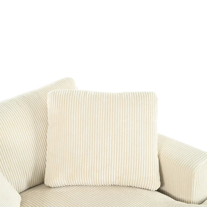 Extra grote chaise longue met poten van massief hout - beige