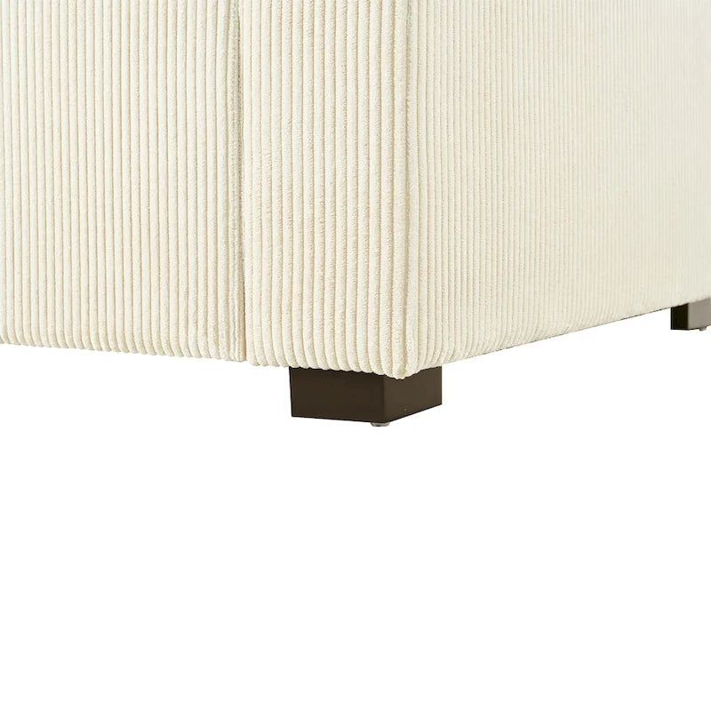 Extra grote chaise longue met poten van massief hout - beige