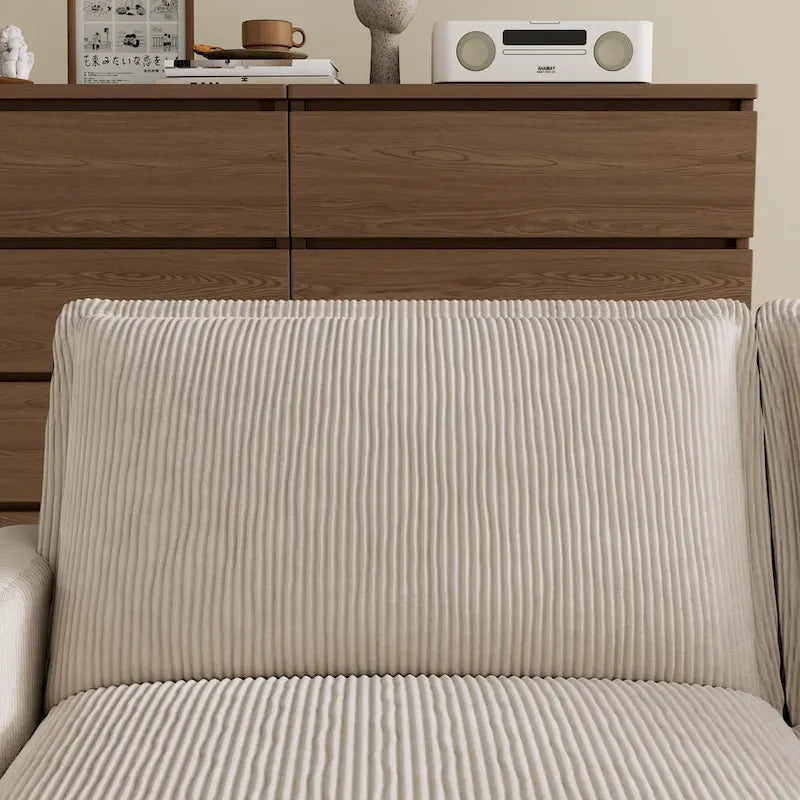 Oversized Corduroy 4-Seater Deep Seat Sofa with Removable Ottoman & Pillows