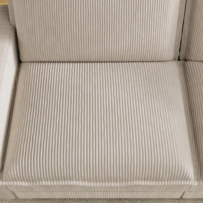 Oversized Corduroy 4-Seater Deep Seat Sofa with Removable Ottoman & Pillows