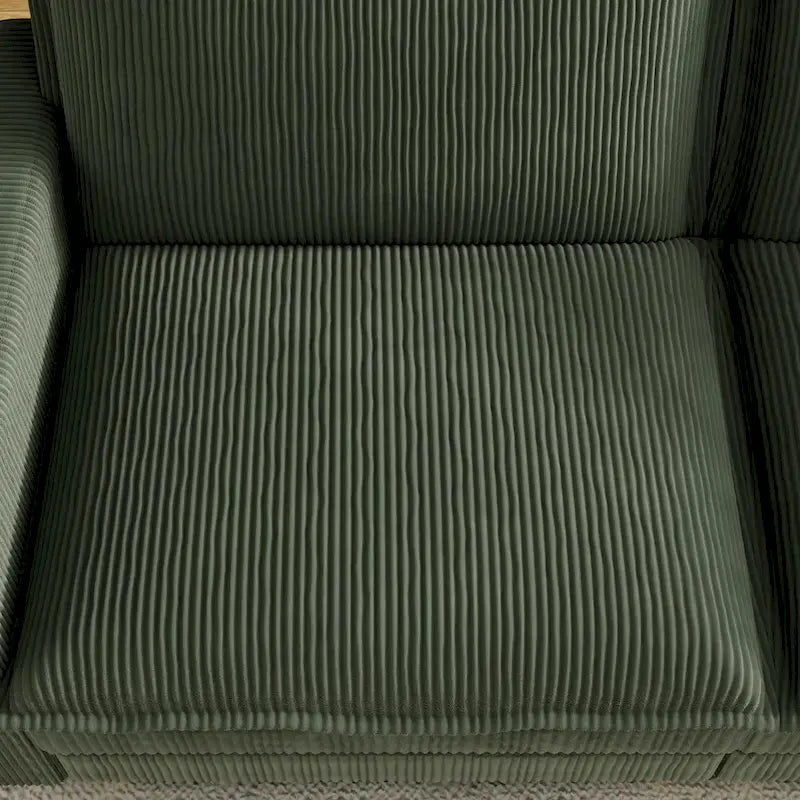 Oversized Corduroy 4-Seater Deep Seat Sofa with Removable Ottoman & Pillows