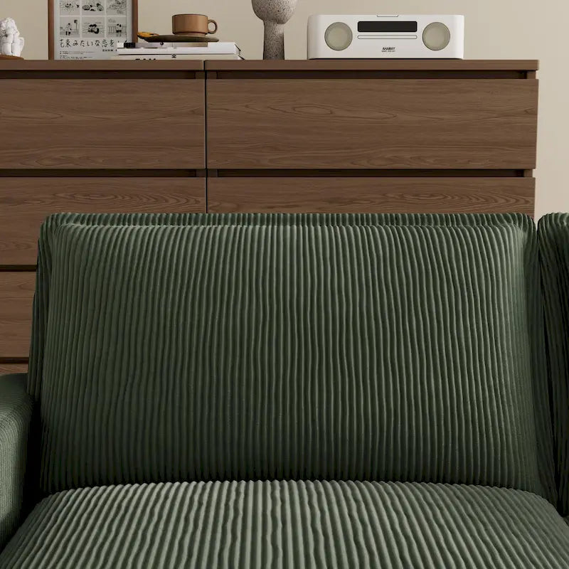 Oversized Corduroy 4-Seater Deep Seat Sofa with Removable Ottoman & Pillows
