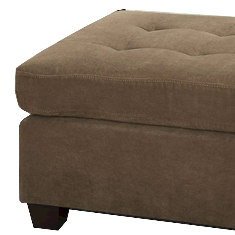 Waffle Suede Cocktail Ottoman with Hardwood Legs
