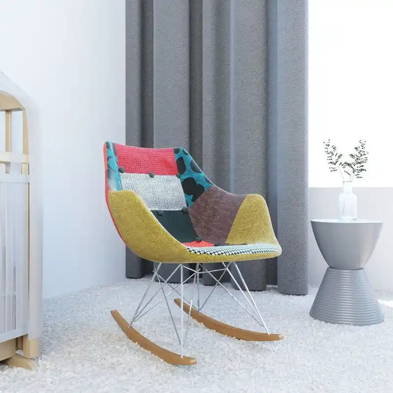 Modern Upholstered Rocking Nursing Chair with Eiffel Base