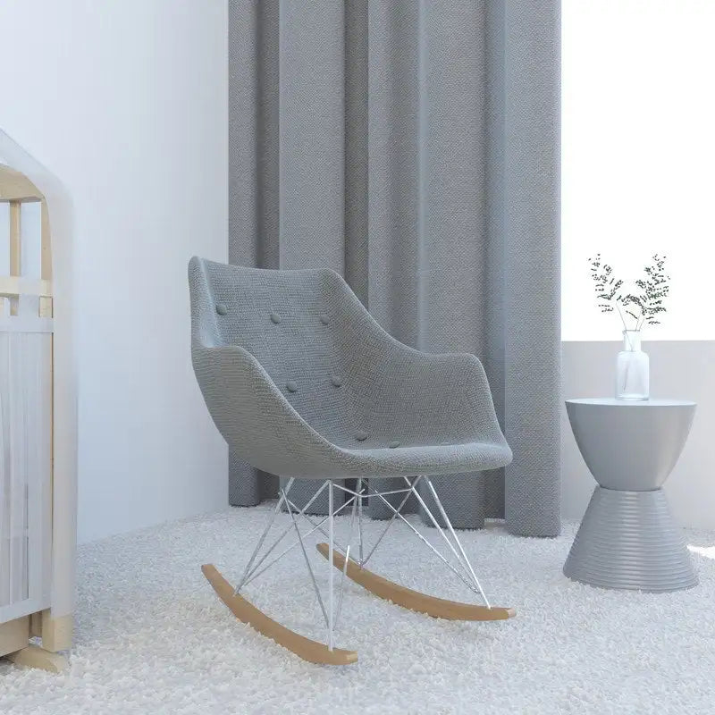 Modern Upholstered Rocking Nursing Chair with Eiffel Base