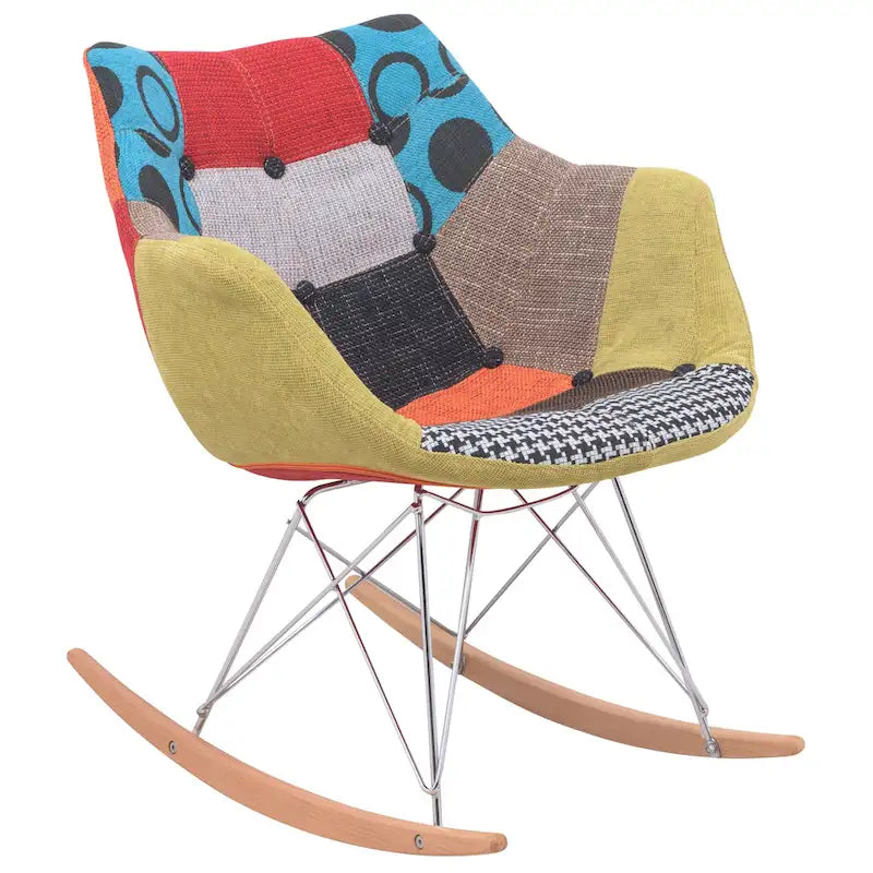 Modern Upholstered Rocking Nursing Chair with Eiffel Base
