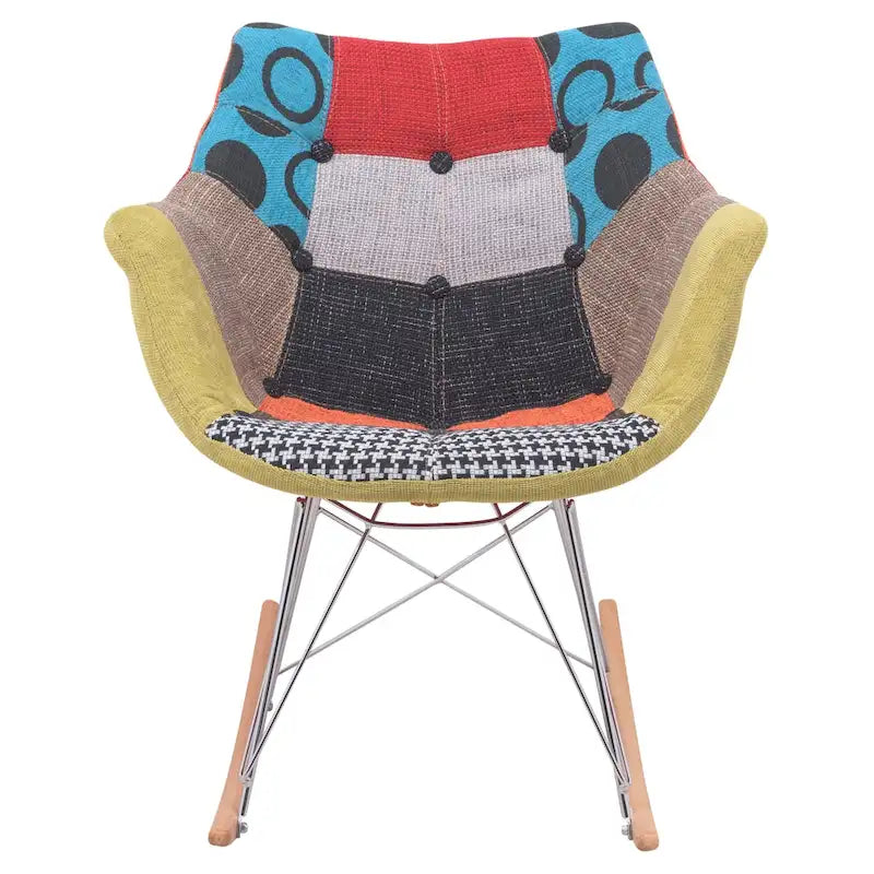 Modern Upholstered Rocking Nursing Chair with Eiffel Base