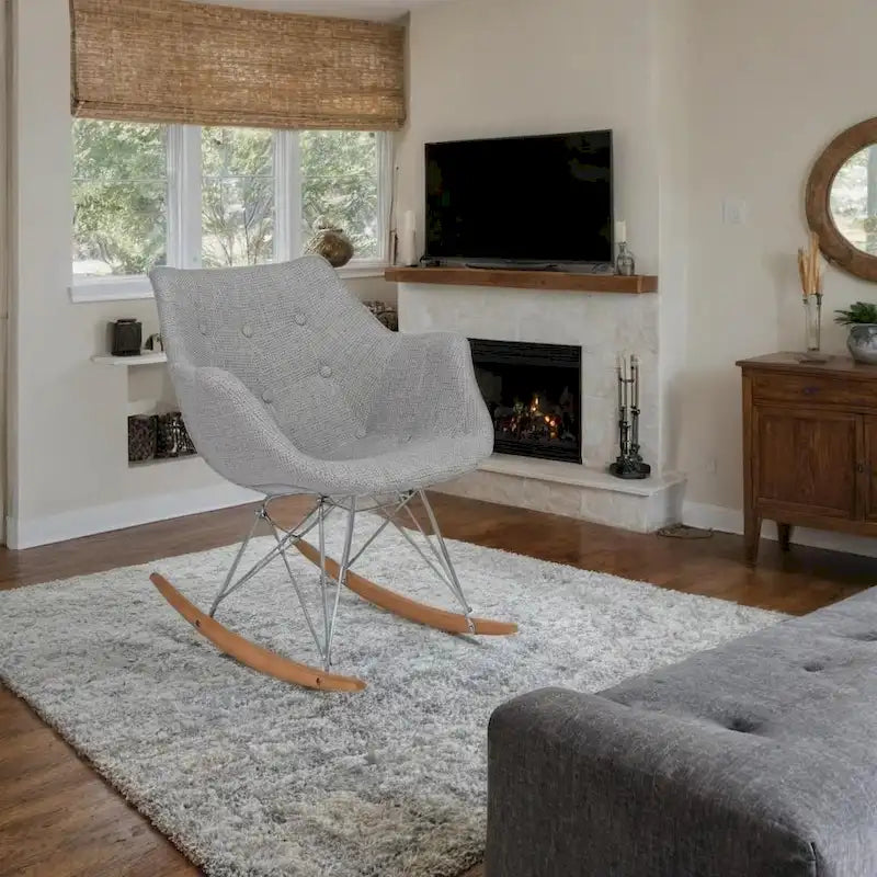 Modern Upholstered Rocking Nursing Chair with Eiffel Base