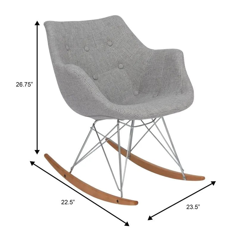 Modern Upholstered Rocking Nursing Chair with Eiffel Base