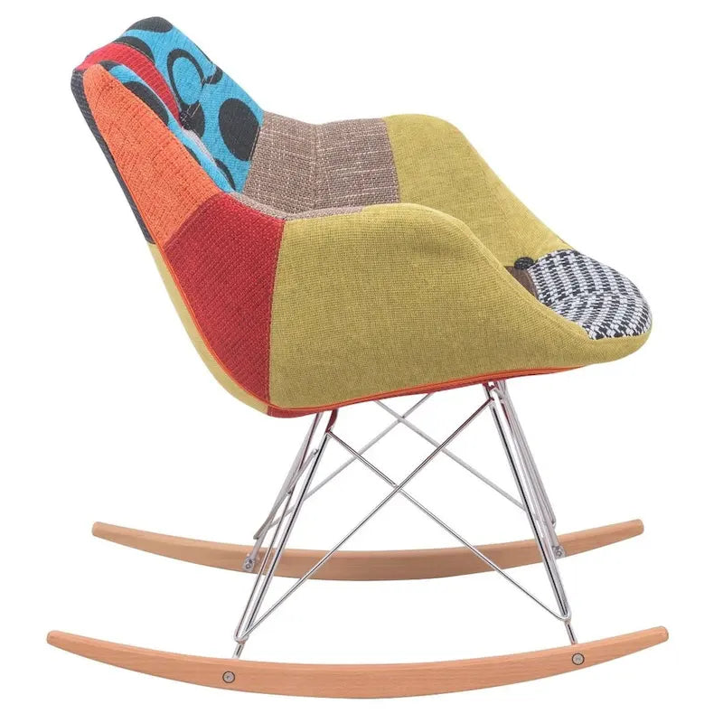 Modern Upholstered Rocking Nursing Chair with Eiffel Base