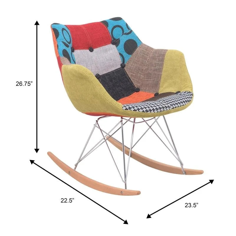 Modern Upholstered Rocking Nursing Chair with Eiffel Base