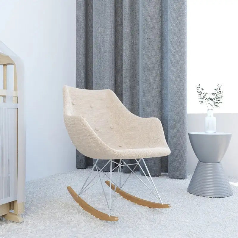 Modern Upholstered Rocking Nursing Chair with Eiffel Base