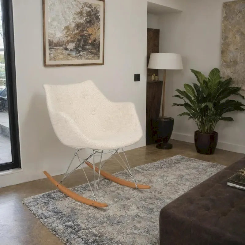 Modern Upholstered Rocking Nursing Chair with Eiffel Base