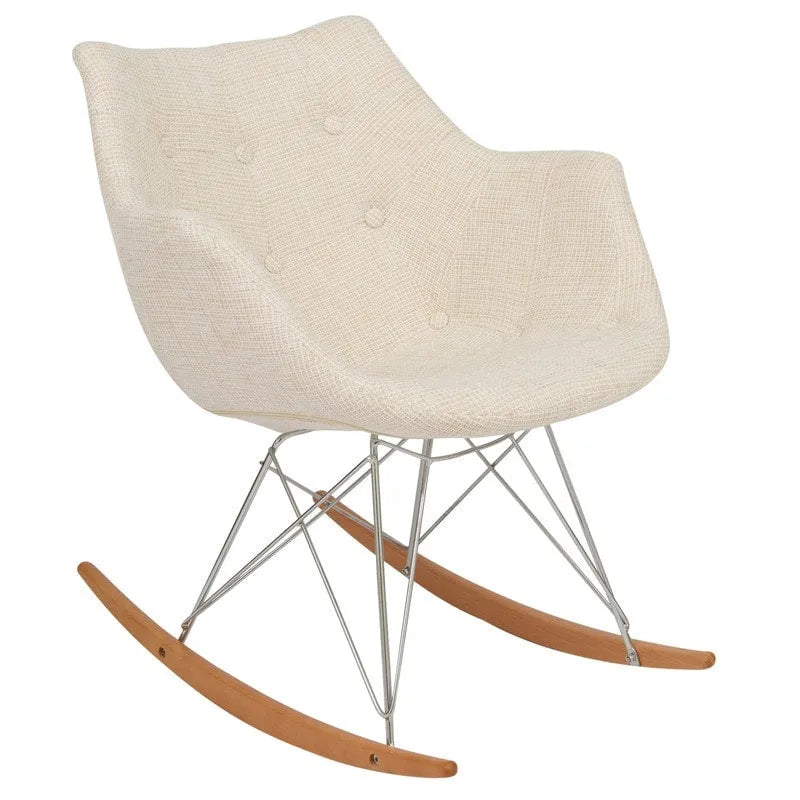 Modern Upholstered Rocking Nursing Chair with Eiffel Base