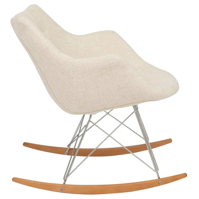 Modern Upholstered Rocking Nursing Chair with Eiffel Base