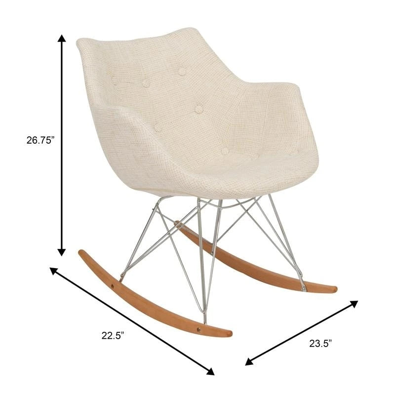 Modern Upholstered Rocking Nursing Chair with Eiffel Base