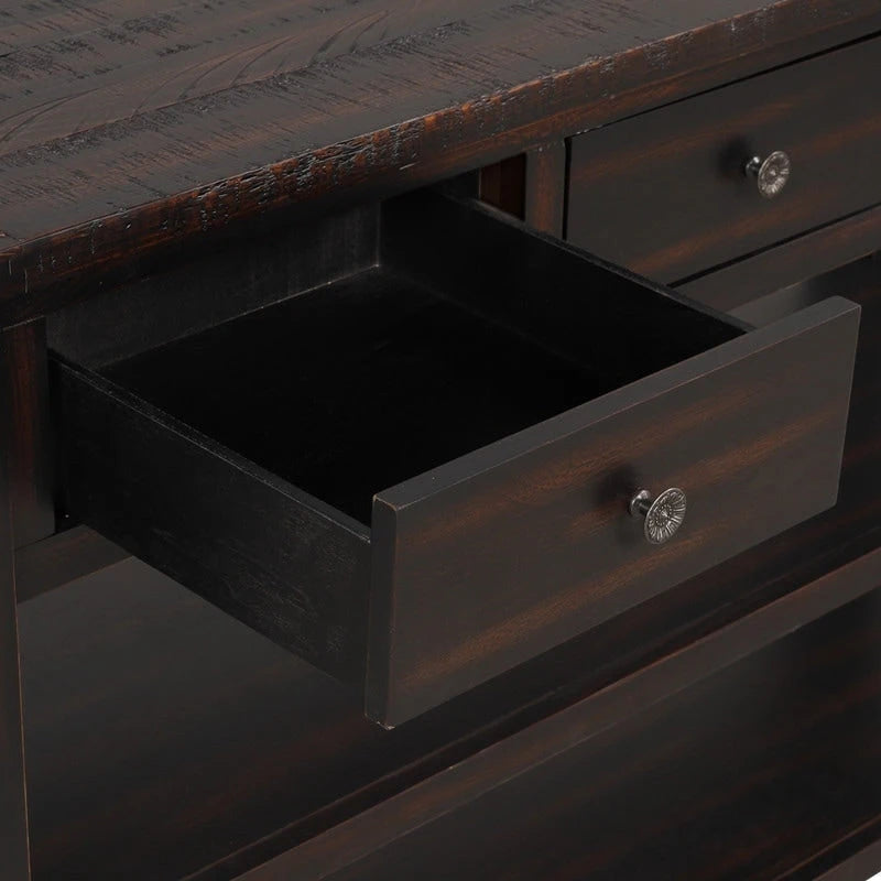 Vintage-Style Console Table with 3 Drawers & 2 Open Shelves