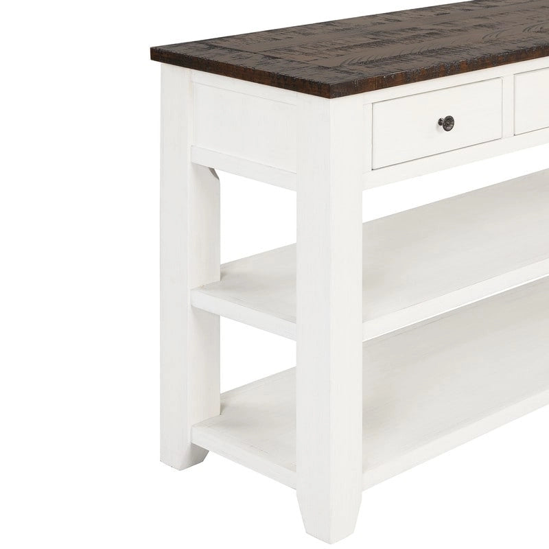 Vintage-Style Console Table with 3 Drawers & 2 Open Shelves