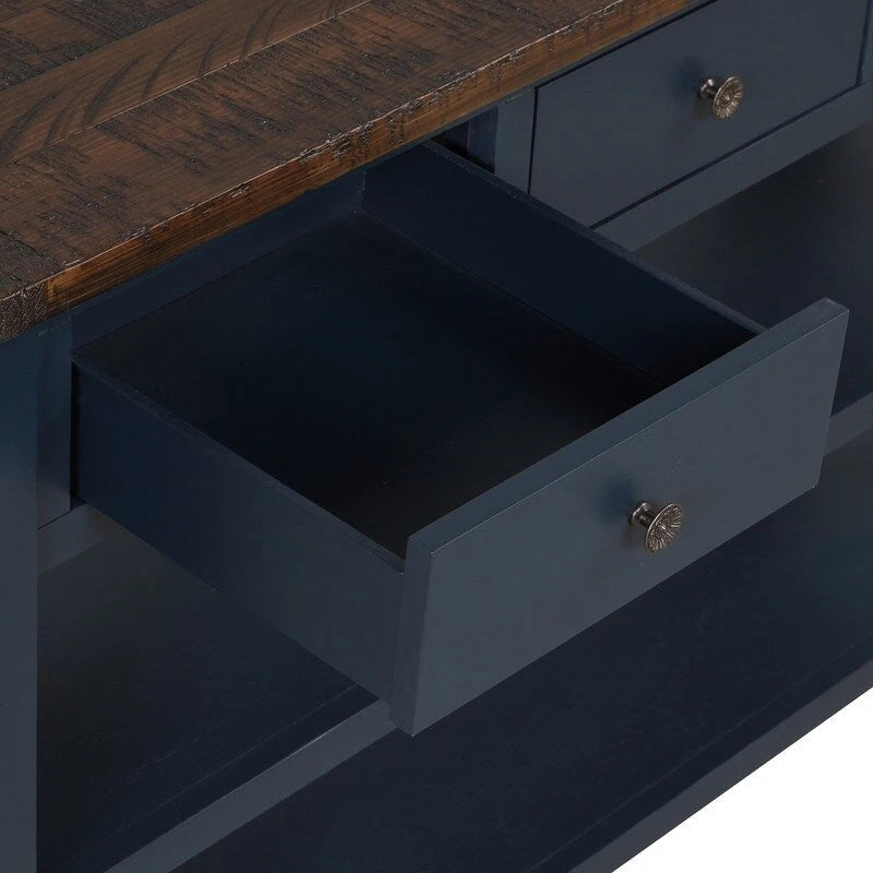 Vintage-Style Console Table with 3 Drawers & 2 Open Shelves