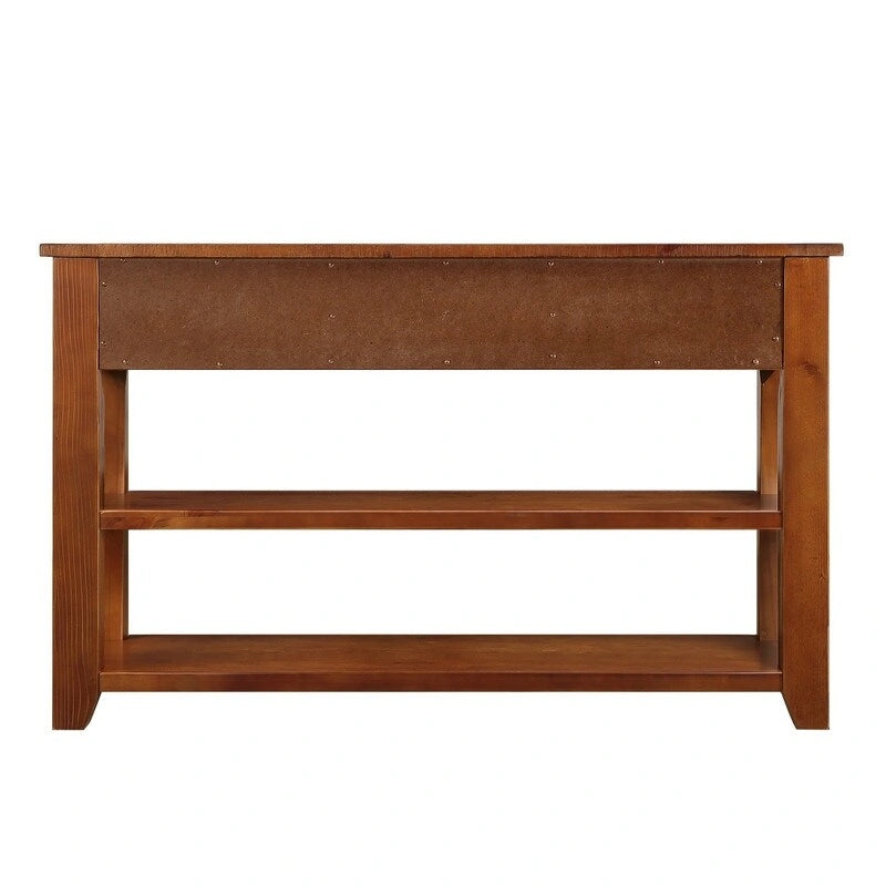 Vintage-Style Console Table with 3 Drawers & 2 Open Shelves