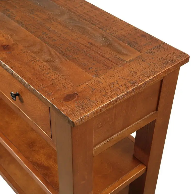 Vintage-Style Console Table with 3 Drawers & 2 Open Shelves