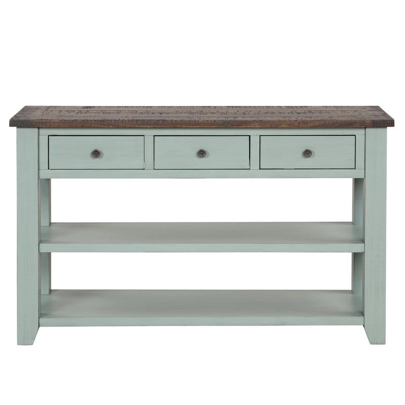 Vintage-Style Console Table with 3 Drawers & 2 Open Shelves