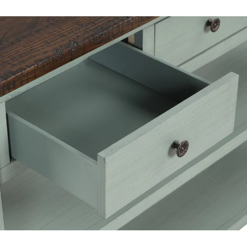 Vintage-Style Console Table with 3 Drawers & 2 Open Shelves