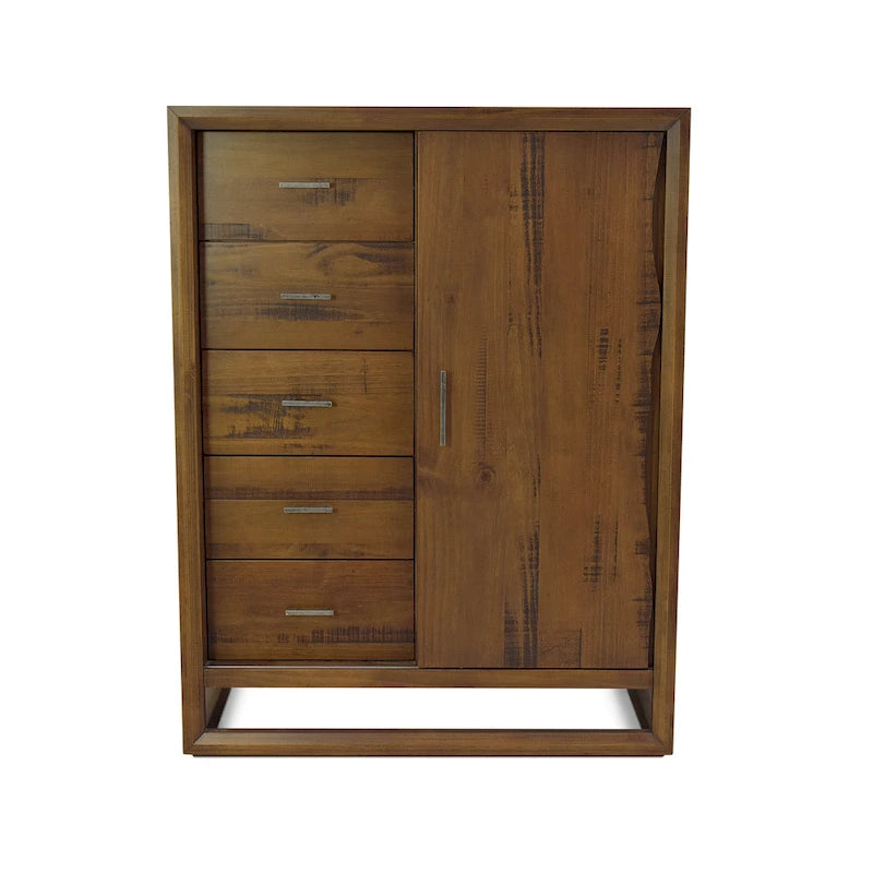 Rustic Modern Gentleman's Chest with Sliding Door & 5 Drawers