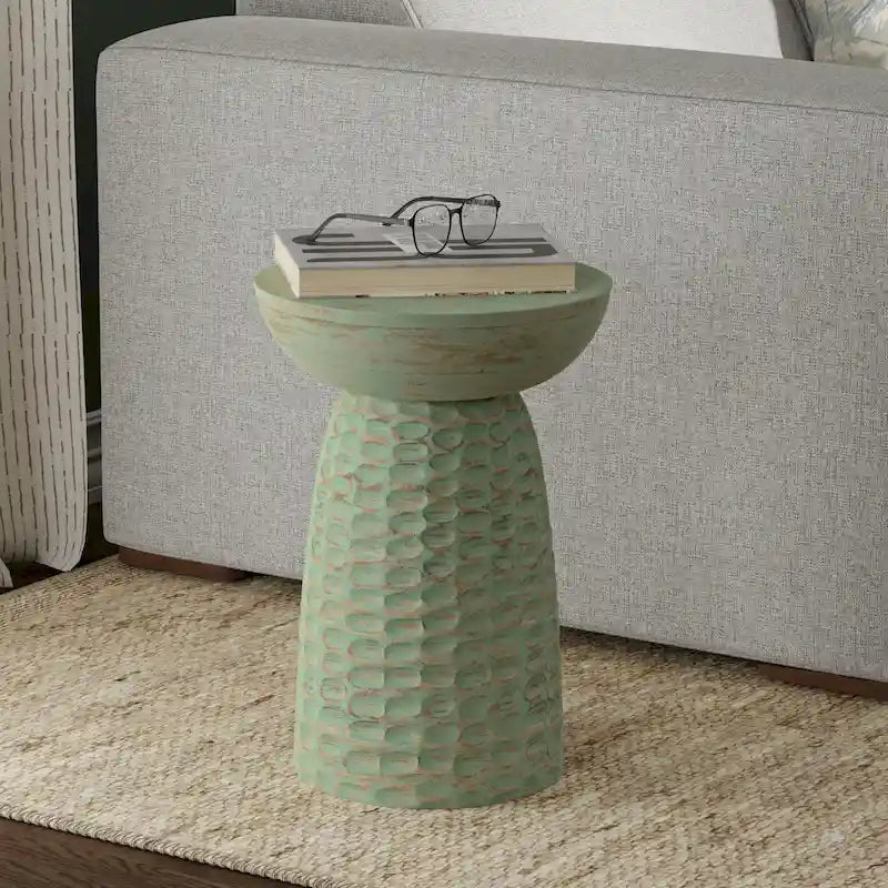 Solid Hardwood Sculptural Accent Side Table – Fully Assembled
