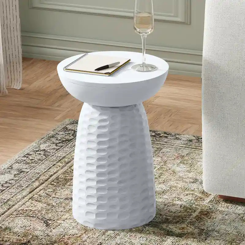 Solid Hardwood Sculptural Accent Side Table – Fully Assembled