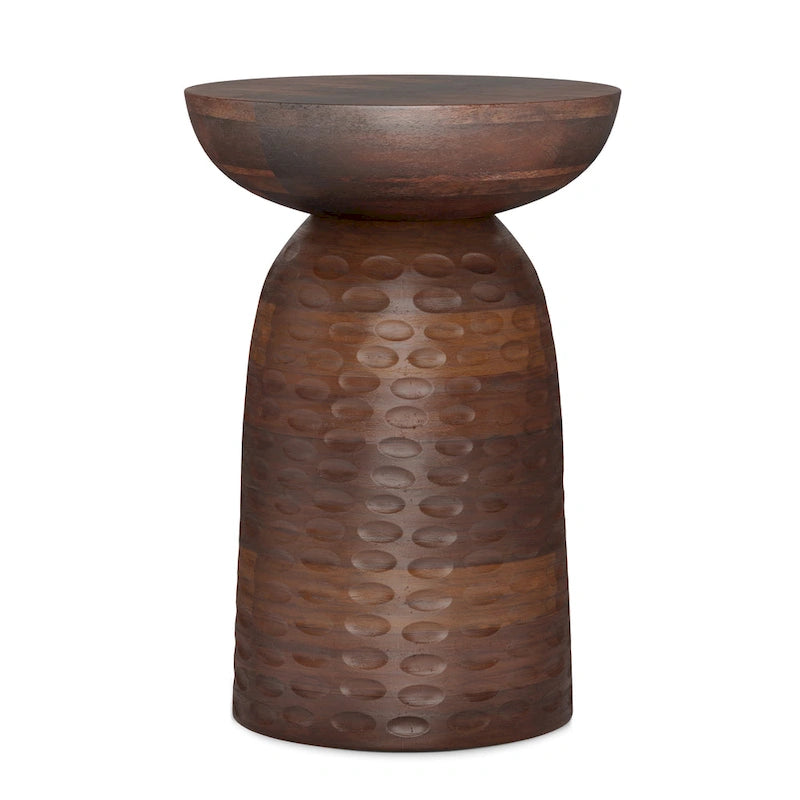 Solid Hardwood Sculptural Accent Side Table – Fully Assembled