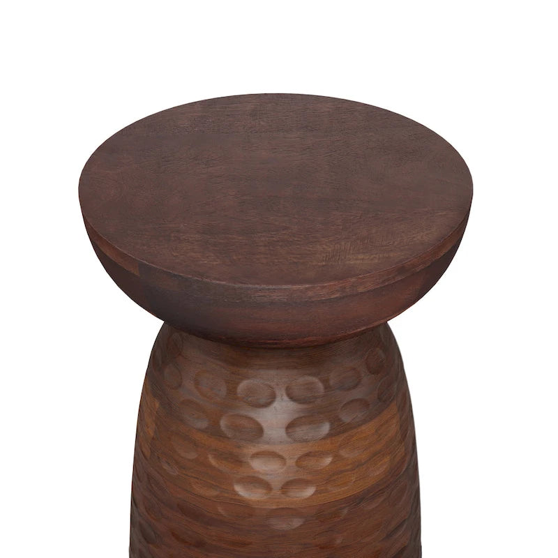 Solid Hardwood Sculptural Accent Side Table – Fully Assembled