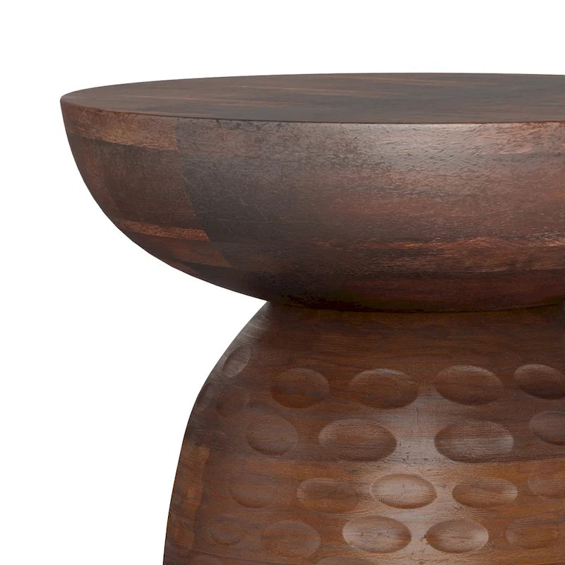 Solid Hardwood Sculptural Accent Side Table – Fully Assembled